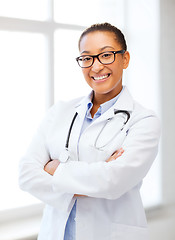 Image showing african female doctor in hospital