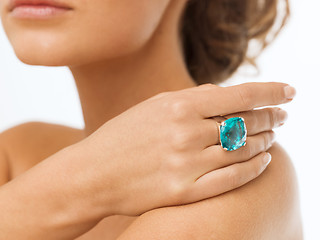 Image showing beautiful woman with cocktail ring