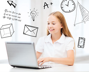 Image showing girl with laptop pc at school