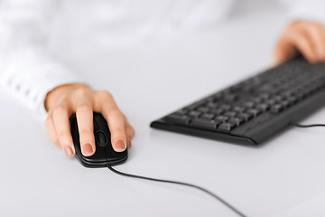 Image showing woman hands with keyboard and mouse