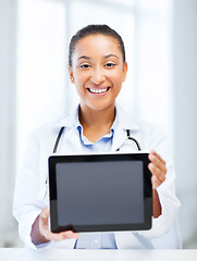 Image showing african female doctor with tablet pc