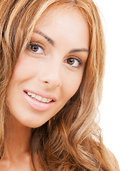 Image showing face of happy woman with long hair