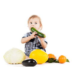 Image showing toddler eating squash