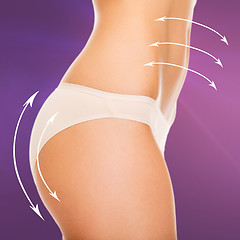 Image showing woman in cotton underwear showing slimming concept