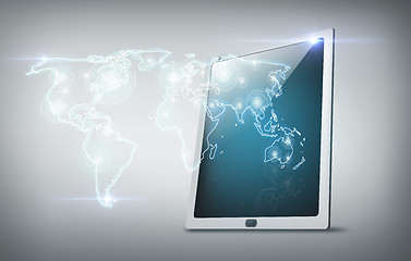 Image showing tablet pc with world map