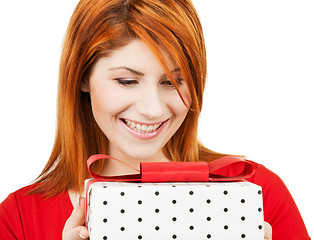 Image showing happy woman with gift box