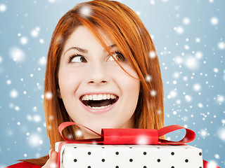 Image showing happy woman with gift box