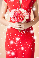 Image showing woman hands with bouquet of flowers