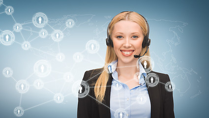 Image showing helpline operator and virtual screen