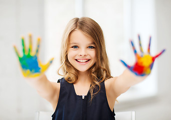 Image showing girl showing painted hands