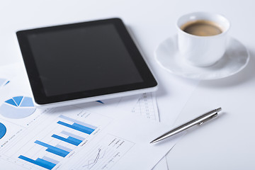 Image showing tablet pc with cup of coffee