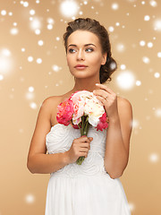 Image showing woman with bouquet of flowers