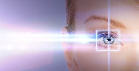 Image showing woman eye with laser correction frame