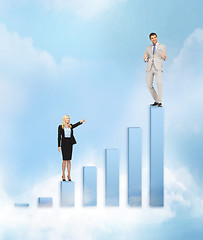 Image showing businesswomen with big 3d chart