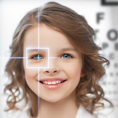 Image showing cute girl with eye chart