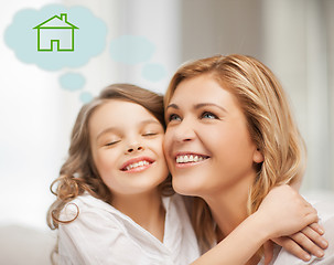 Image showing mother and daughter with eco house