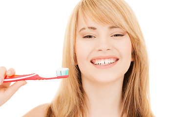 Image showing teenage girl with toothbrush