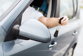 Image showing man with car key outside