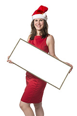 Image showing Santa Claus Woman with board