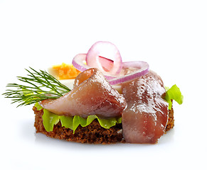 Image showing brown bread sandwich with anchovies