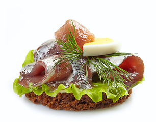 Image showing brown bread sandwich with anchovies