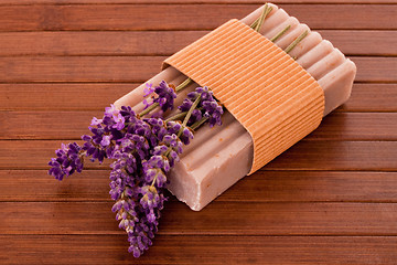 Image showing Lavender soap with blossoms