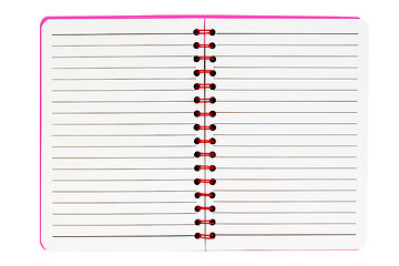 Image showing Notebook red lined standing