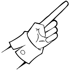 Image showing Black and white vector. hand points