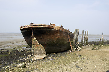 Image showing Abandoned river barge