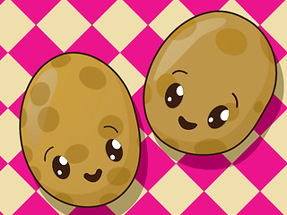 Image showing Kawaii  potato icons