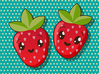 Image showing Kawaii strawberry icons