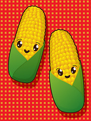 Image showing Kawaii corn icons