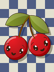 Image showing Kawaii cherry icons