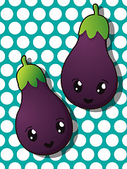 Image showing Kawaii eggplant icons