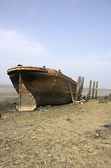 Image showing Abandoned river barge