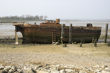 Image showing Abandoned river barge