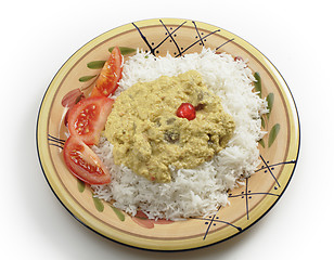 Image showing Mutton mughlai curry from above