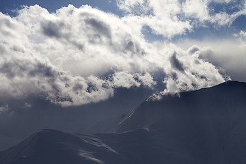 Image showing Evening winter mountain in haze