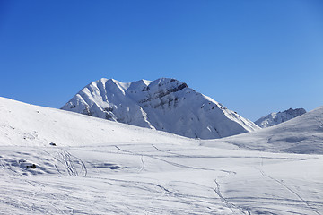 Image showing Off piste slope at nice sun day