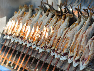 Image showing Baked on skewers scomber fish