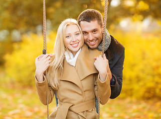 Image showing romantic couple in the autumn park