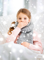 Image showing ill girl with flu at home