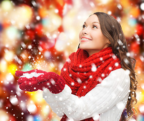 Image showing woman with big snowflake