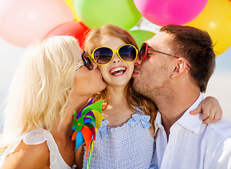 Image showing family with colorful balloons