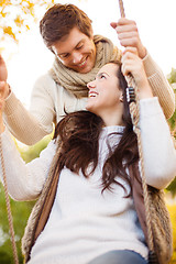 Image showing romantic couple in the autumn park