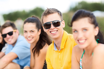 Image showing group of friends having fun on the beach