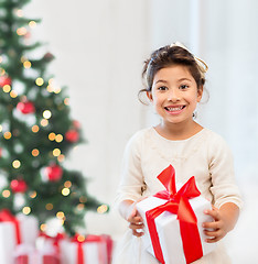 Image showing happy child girl with gift box