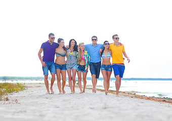 Image showing group of friends having fun on the beach