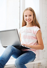 Image showing girl with laptop pc at school