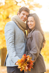 Image showing romantic couple in the autumn park